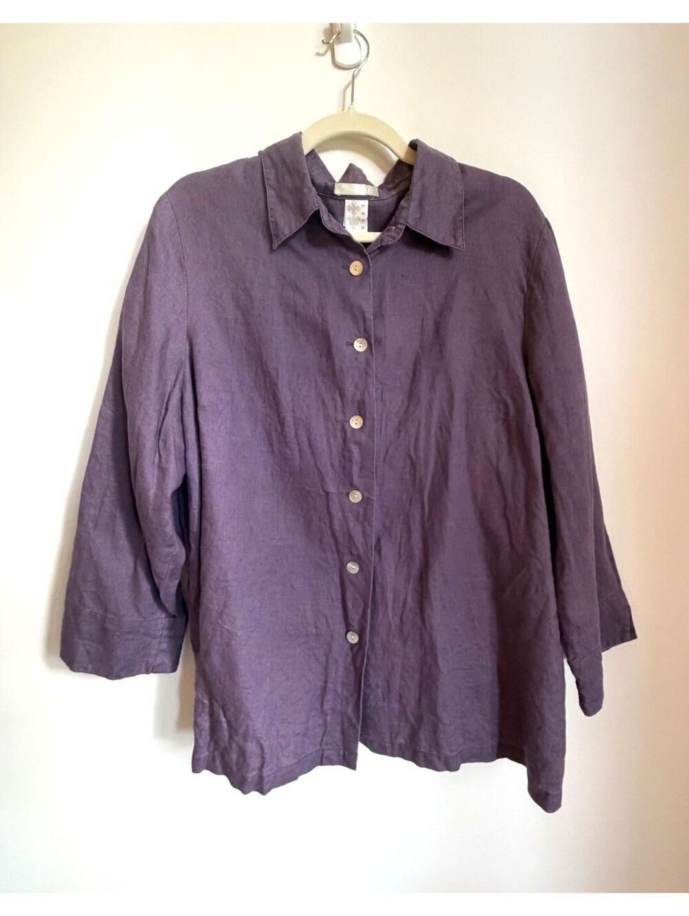 R Clothing 100% Linen Plus Size Flowy Shirt Size 20 Purple Lagenlook Boho
